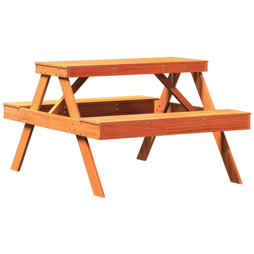 Picnic table wax brown 105x134x75 cm solid pine wood