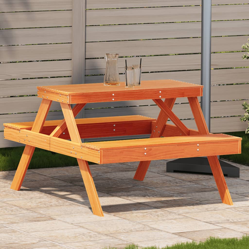 Picnic table wax brown 105x134x75 cm solid pine wood