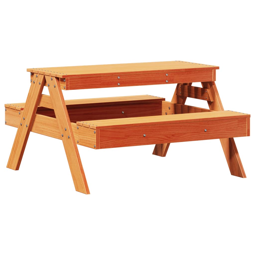 Picnic table for children wax brown 88x97x52 cm solid wood