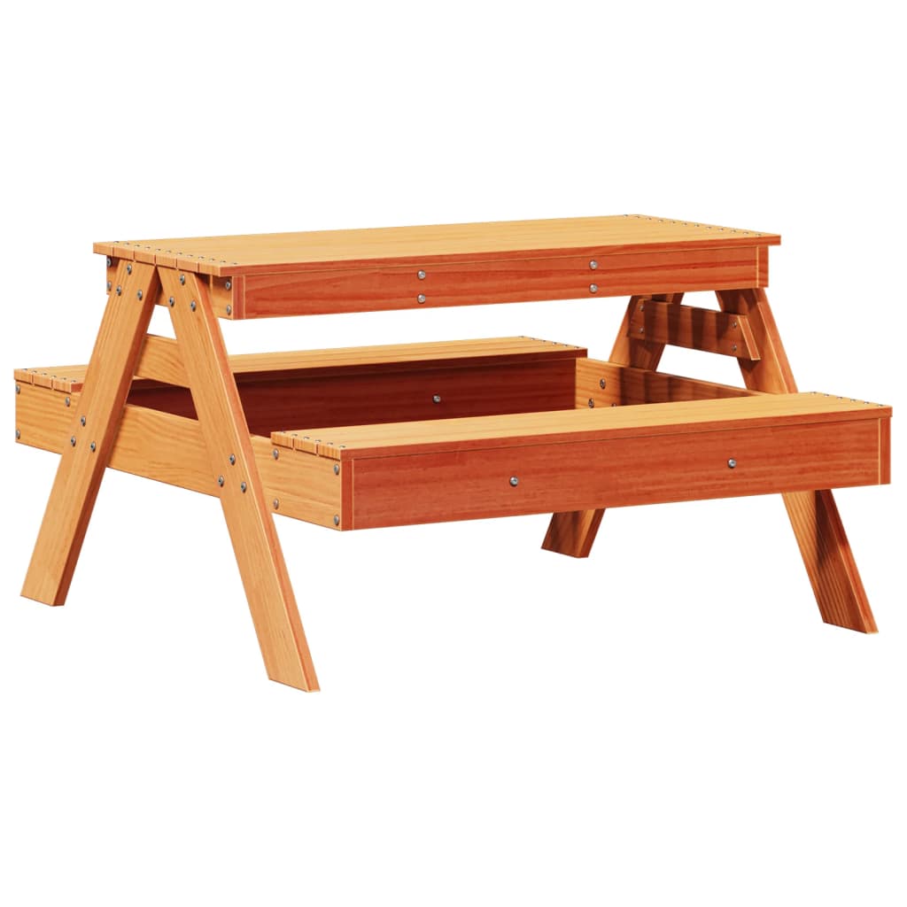 Picnic table for children wax brown 88x97x52 cm solid wood