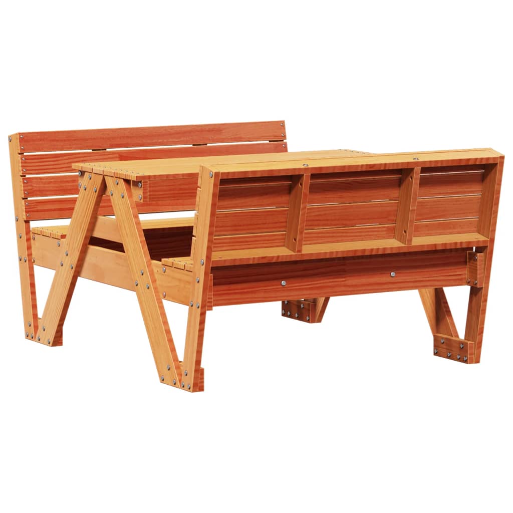 Picnic table for children wax brown 88x122x58 cm solid wood