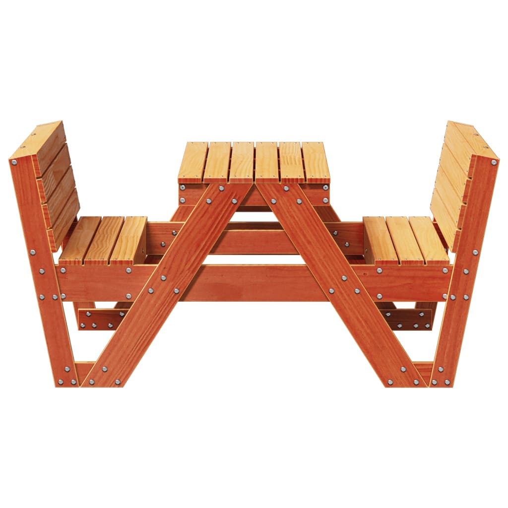 Picnic table for children wax brown 88x122x58 cm solid wood