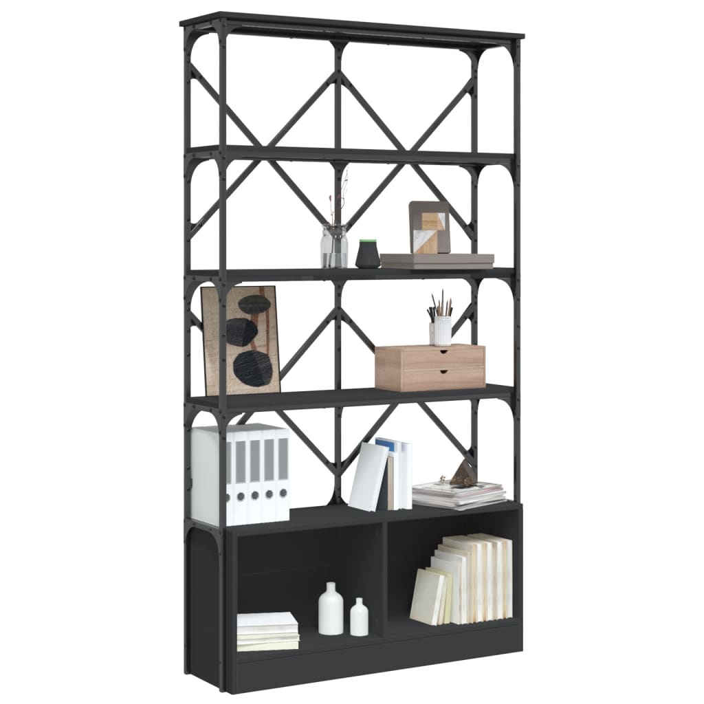 Bookshelf Black 100x26x180 cm Wood Material and Metal