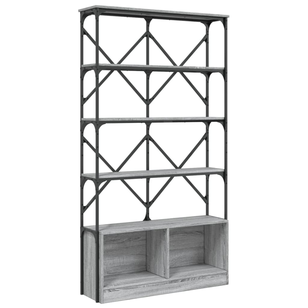 Bookcase Grey Sonoma 100x26x180 cm Wood Material and Metal