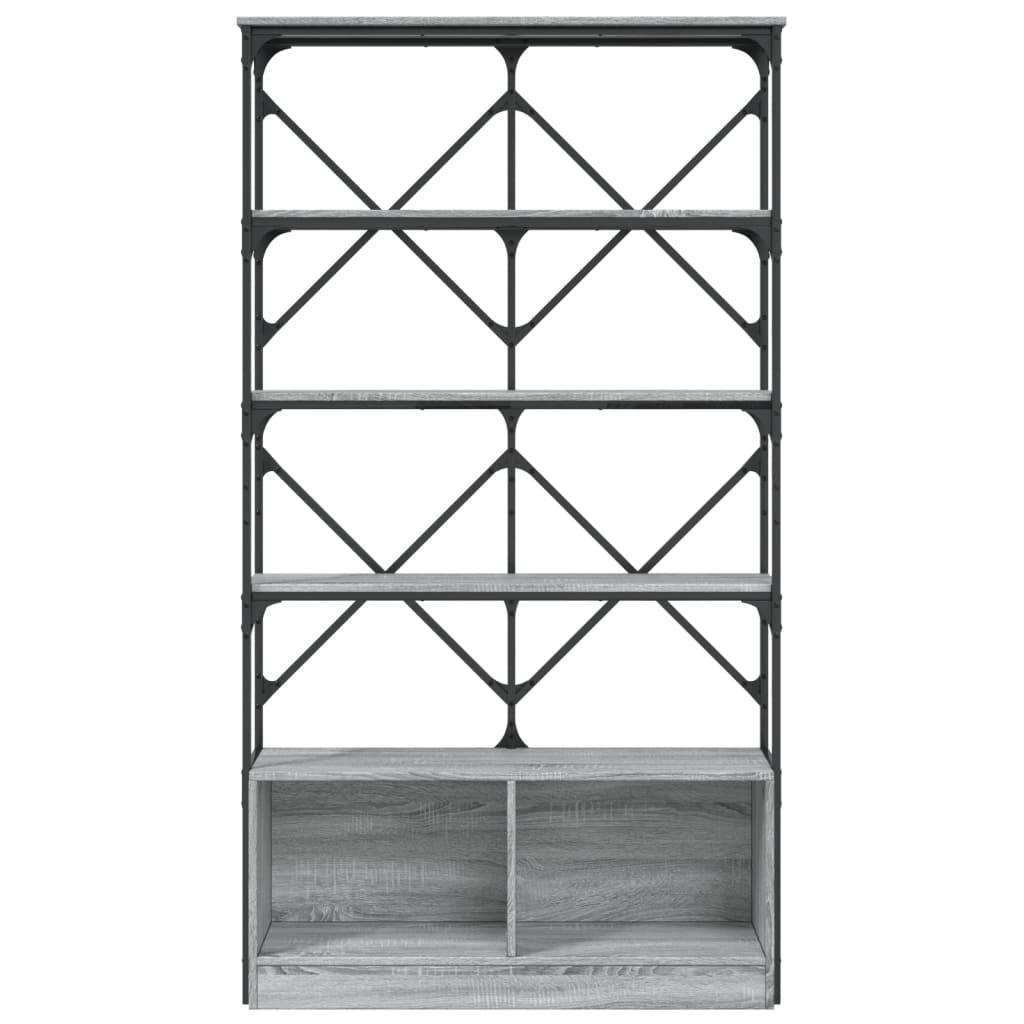 Bookcase Grey Sonoma 100x26x180 cm Wood Material and Metal