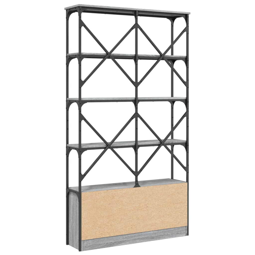 Bookcase Grey Sonoma 100x26x180 cm Wood Material and Metal