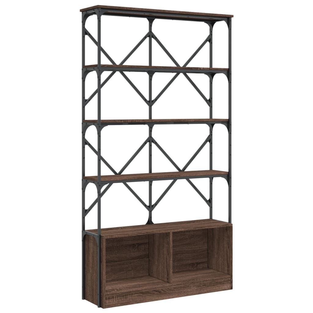 Bookshelf Brown Oak 100x26x180 cm Wood Material and Metal