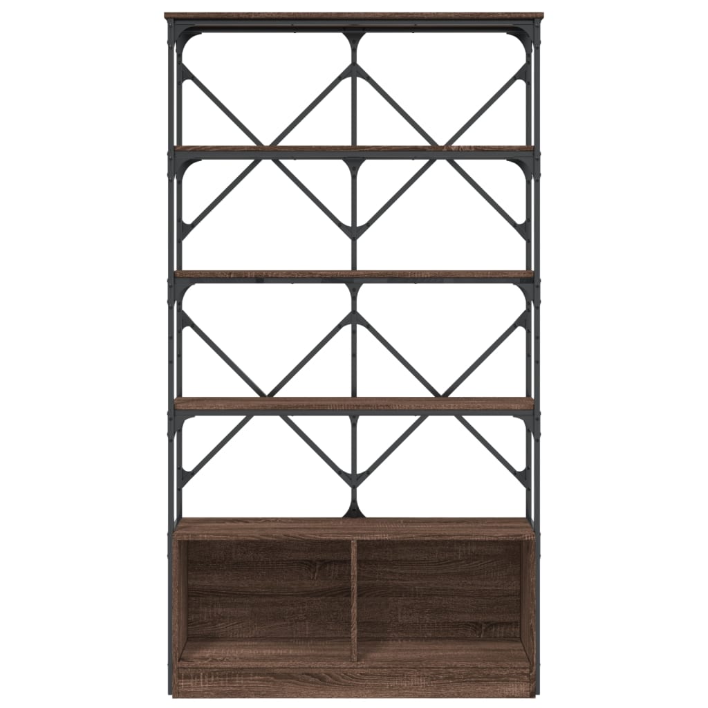 Bookshelf Brown Oak 100x26x180 cm Wood Material and Metal