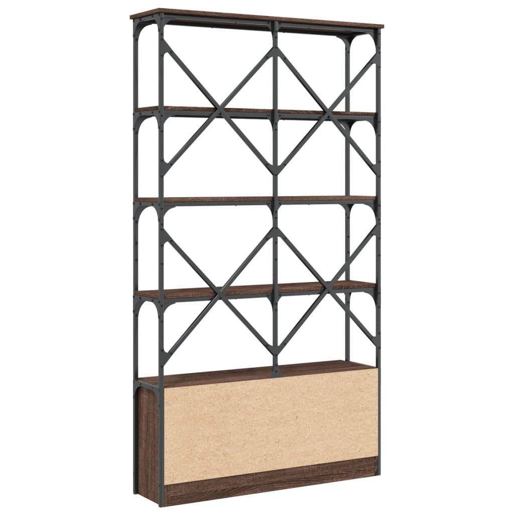 Bookshelf Brown Oak 100x26x180 cm Wood Material and Metal