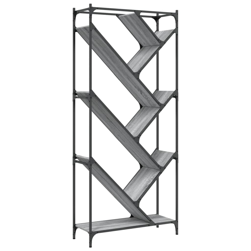 Bookcase Grey Sonoma 79x30x180 cm Wood and Metal