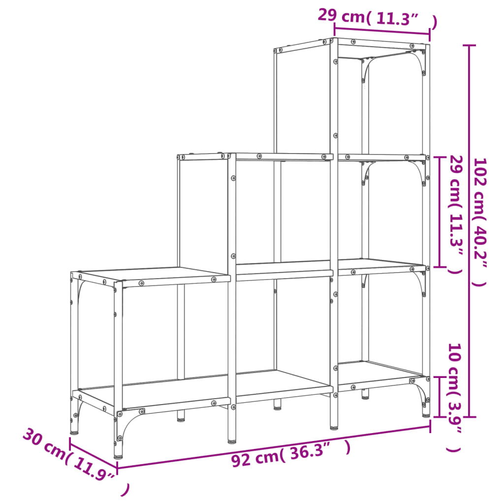 Bookshelf Sonoma Oak 92x30x102 cm Wood Material and Metal