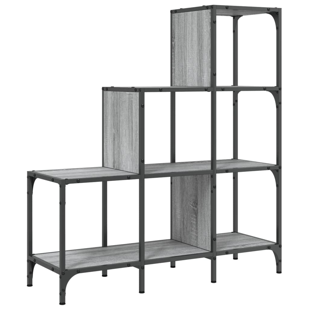 Bookcase Grey Sonoma 92x30x102 cm Wood Material and Metal