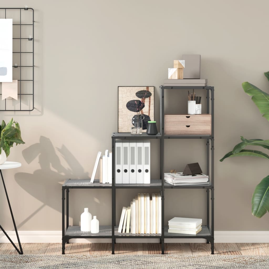 Bookcase Grey Sonoma 92x30x102 cm Wood Material and Metal