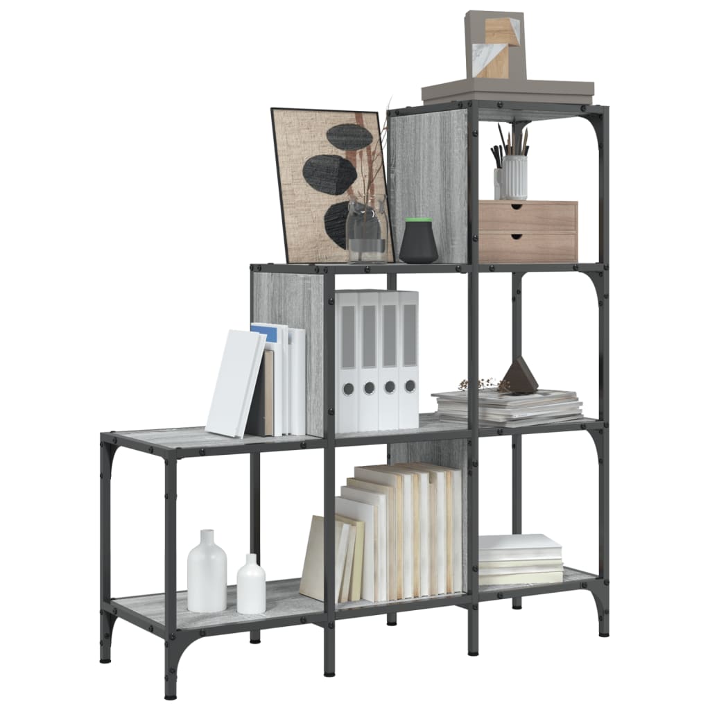 Bookcase Grey Sonoma 92x30x102 cm Wood Material and Metal