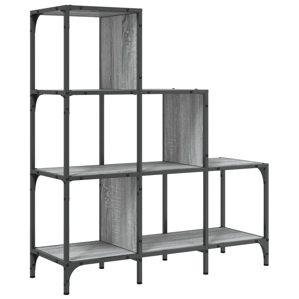 Bookcase Grey Sonoma 92x30x102 cm Wood Material and Metal