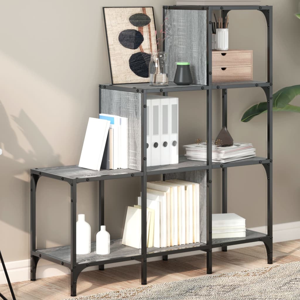 Bookcase Grey Sonoma 92x30x102 cm Wood Material and Metal