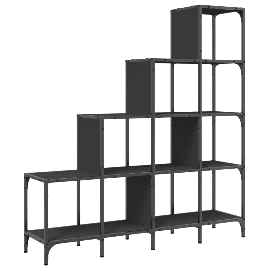 Bookshelf Black 122x30x132 cm Wood Material and Metal