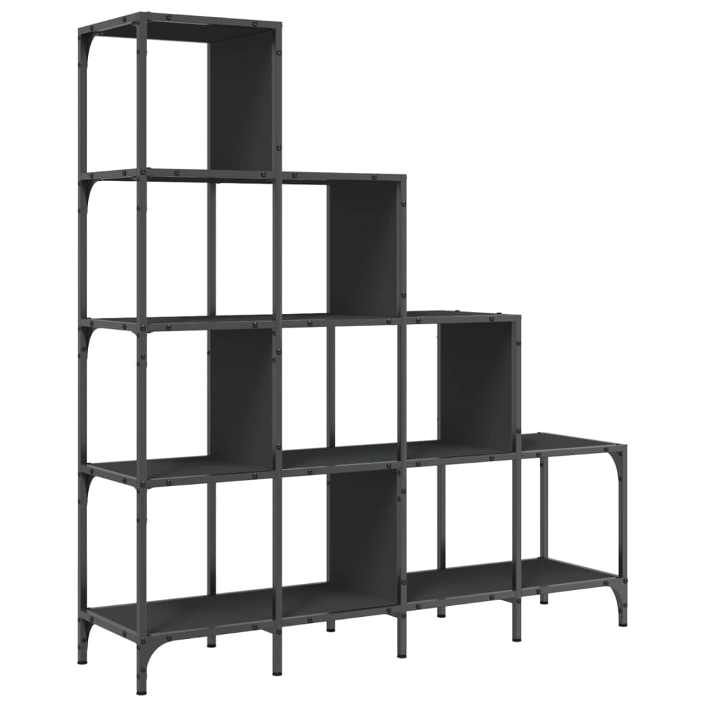 Bookshelf Black 122x30x132 cm Wood Material and Metal