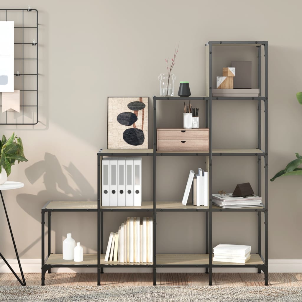 Bookshelf Sonoma Oak 122x30x132 cm Wood Material and Metal