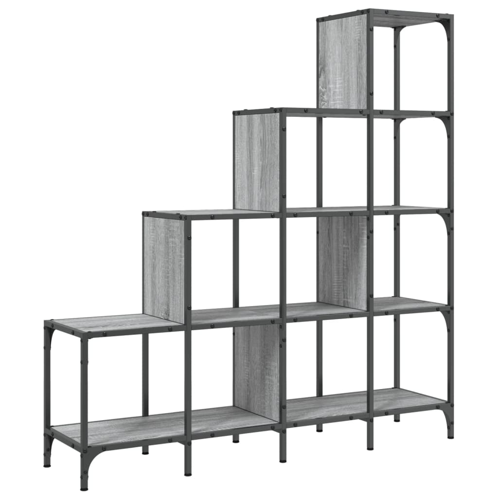 Bookcase Grey Sonoma 122x30x132 cm Wood Material and Metal