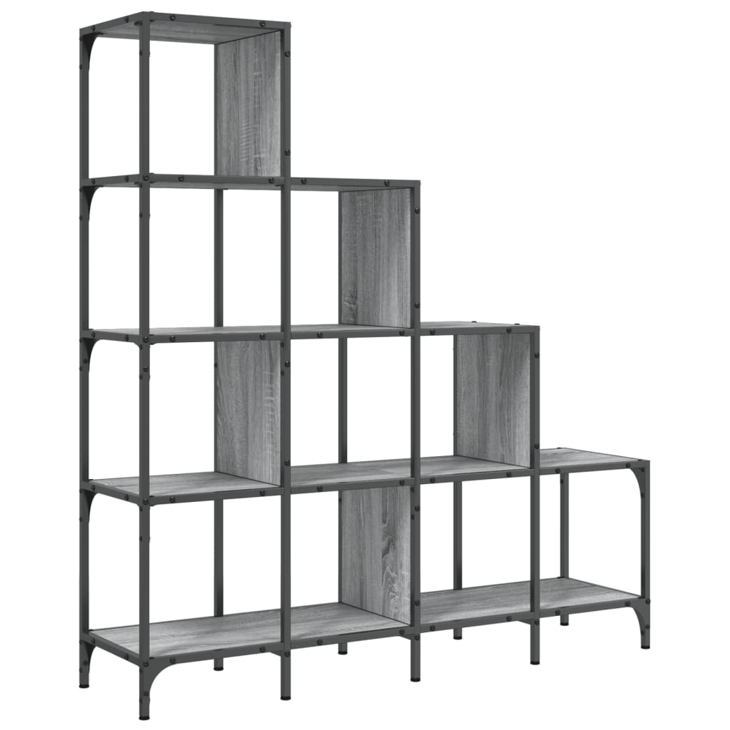 Bookcase Grey Sonoma 122x30x132 cm Wood Material and Metal