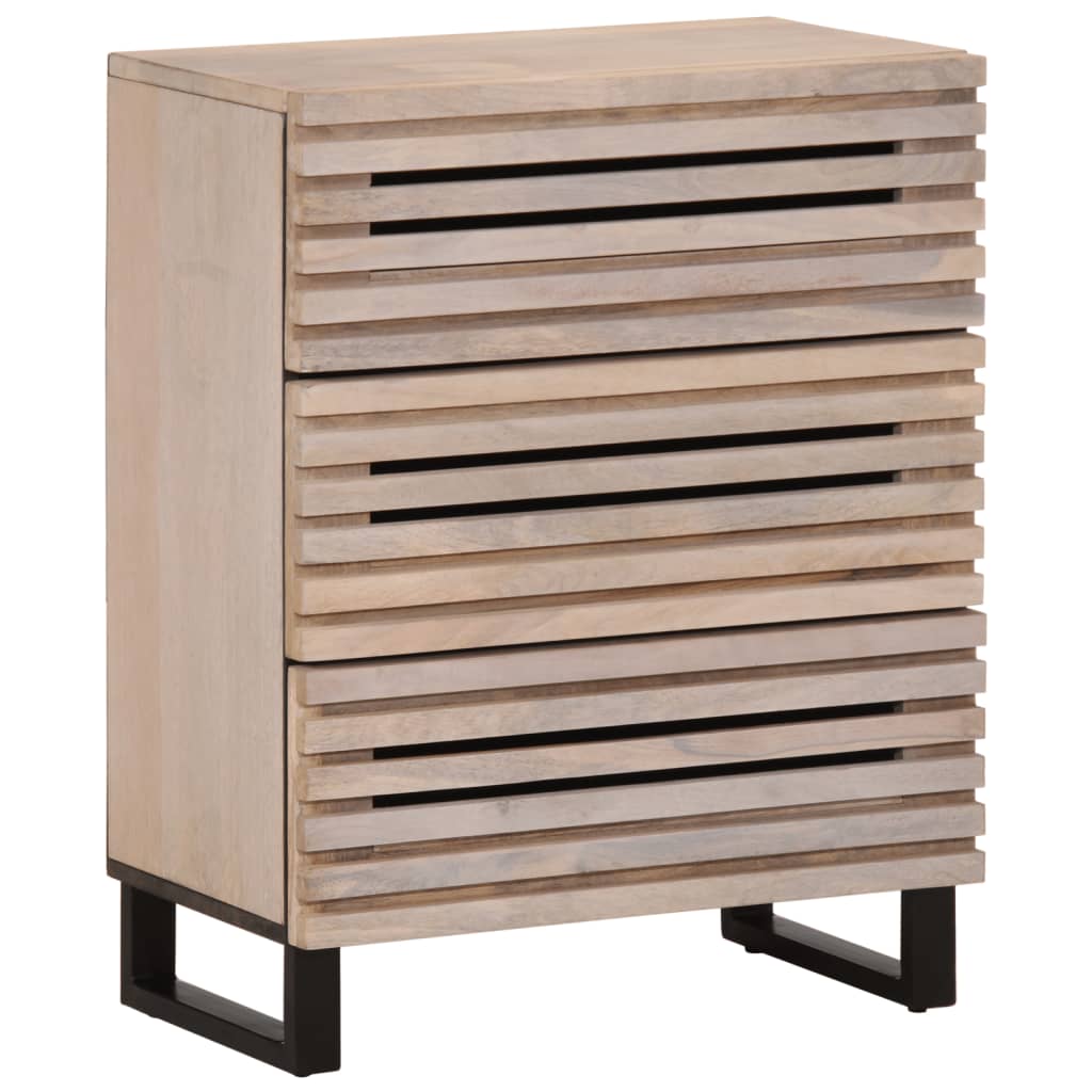 Sideboard White 60x34x75 cm Solid Mango Wood