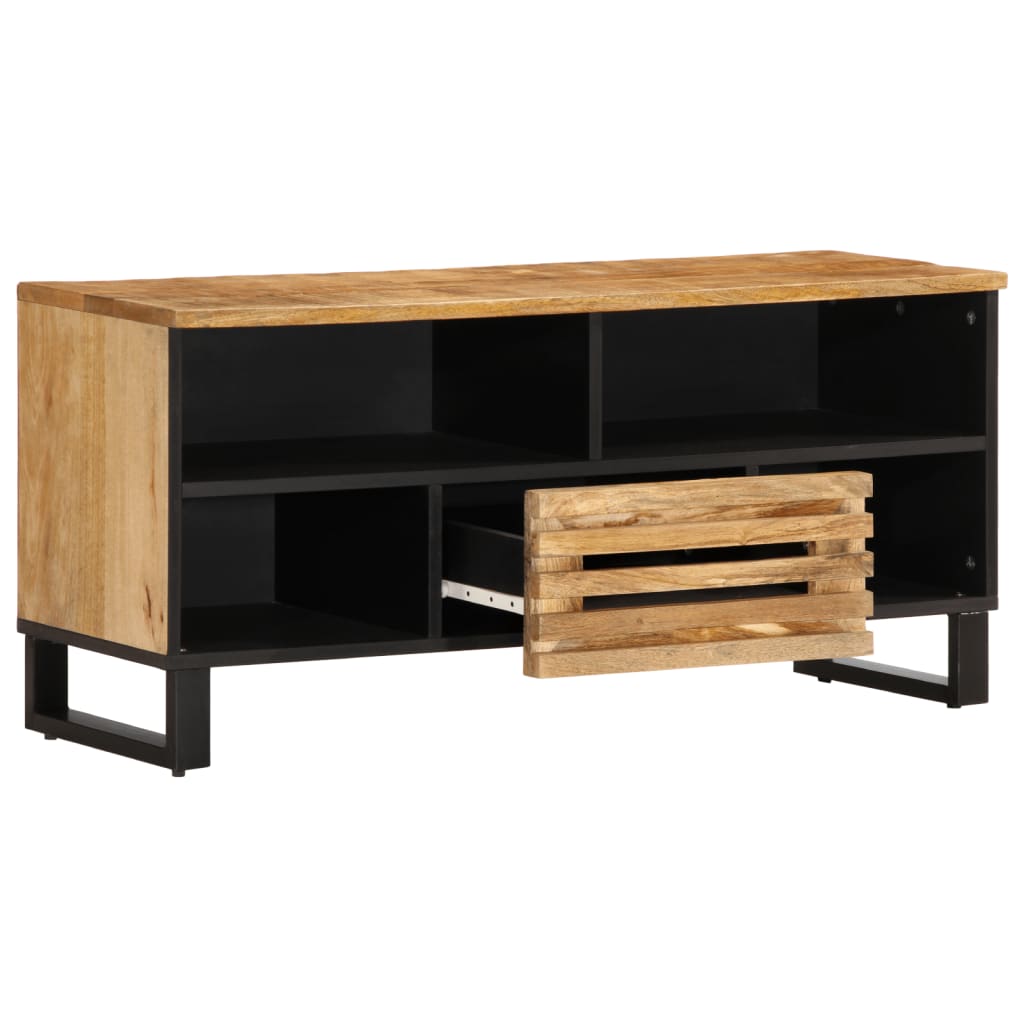 TV-Schrank 100x34x46 cm Raues Massives Mangoholz