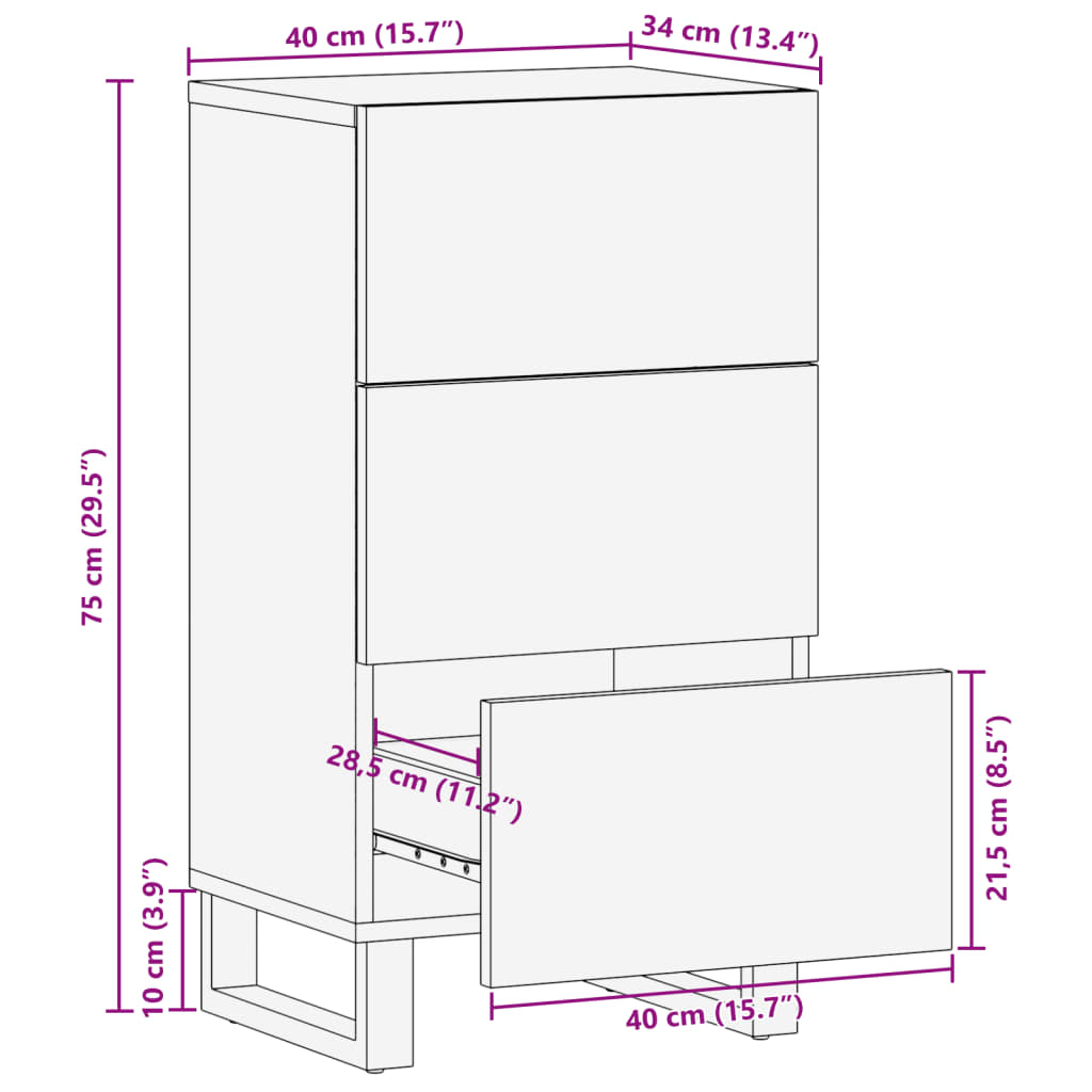 Sideboard 40x34x75 cm solid mango wood