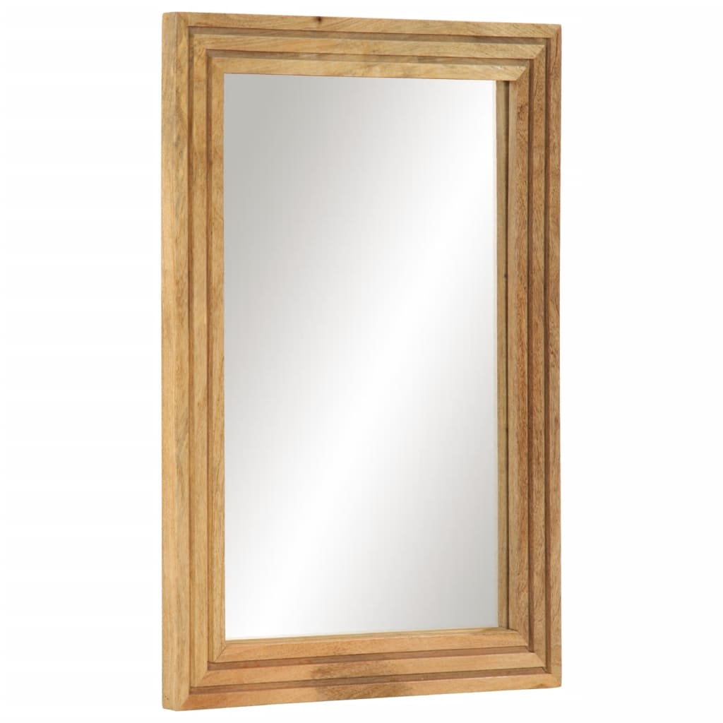 Bathroom mirror 50x70 cm Rough solid mango wood and glass