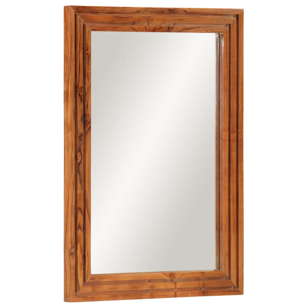 Bathroom mirror 50x70 cm solid acacia wood and glass