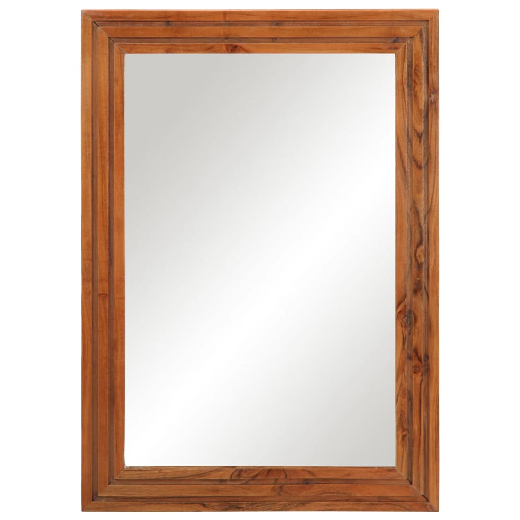 Bathroom mirror 50x70 cm solid acacia wood and glass