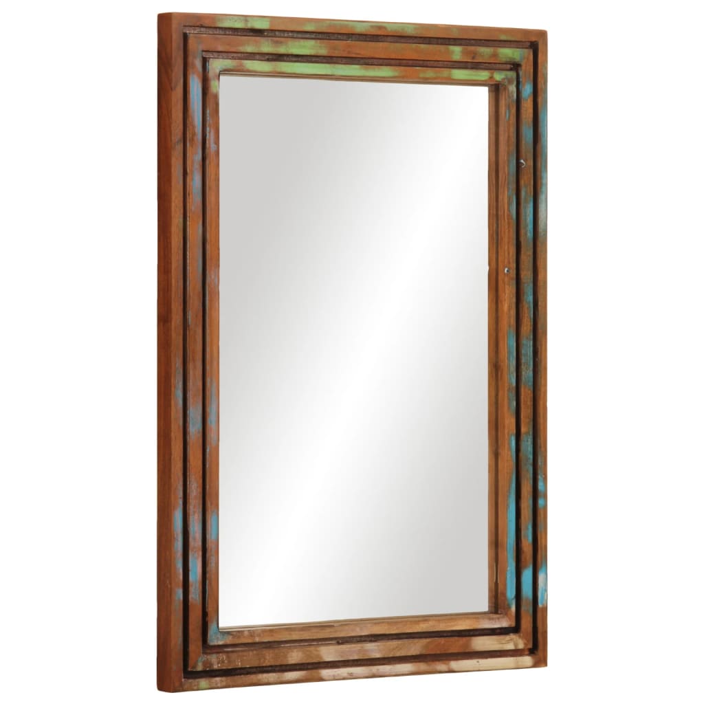 Bathroom mirror 50x70 cm solid acacia wood and glass