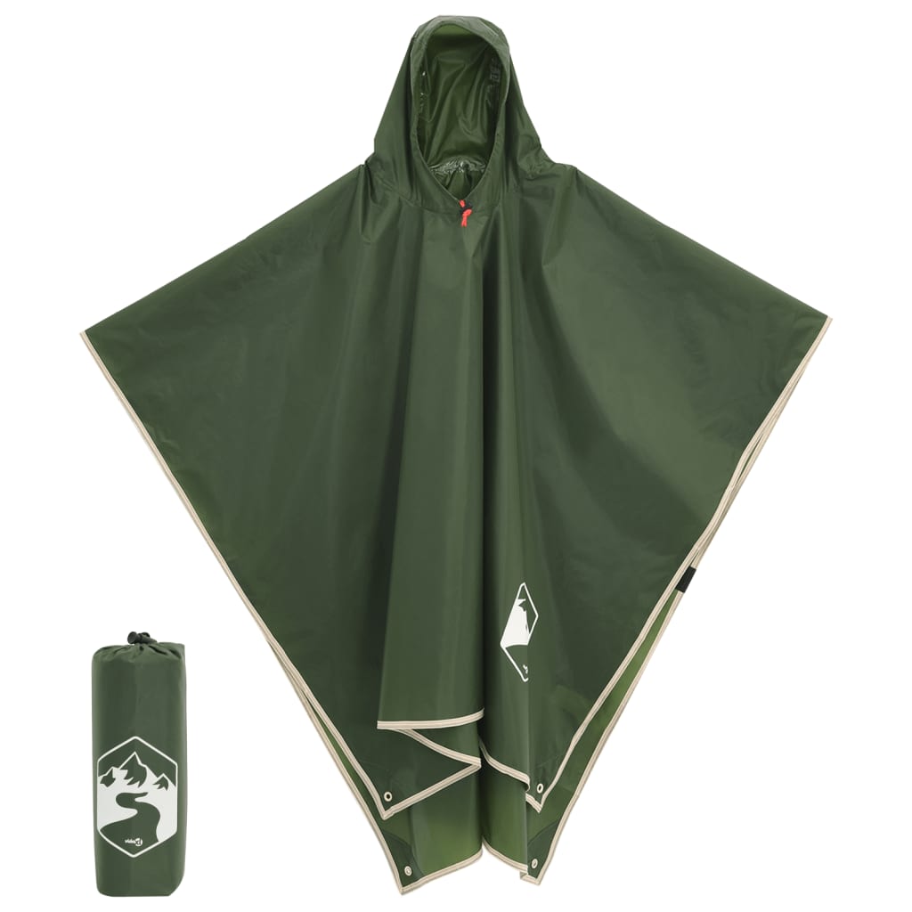 Rain Poncho with Hood 2-in-1 Design Green 223x145 cm