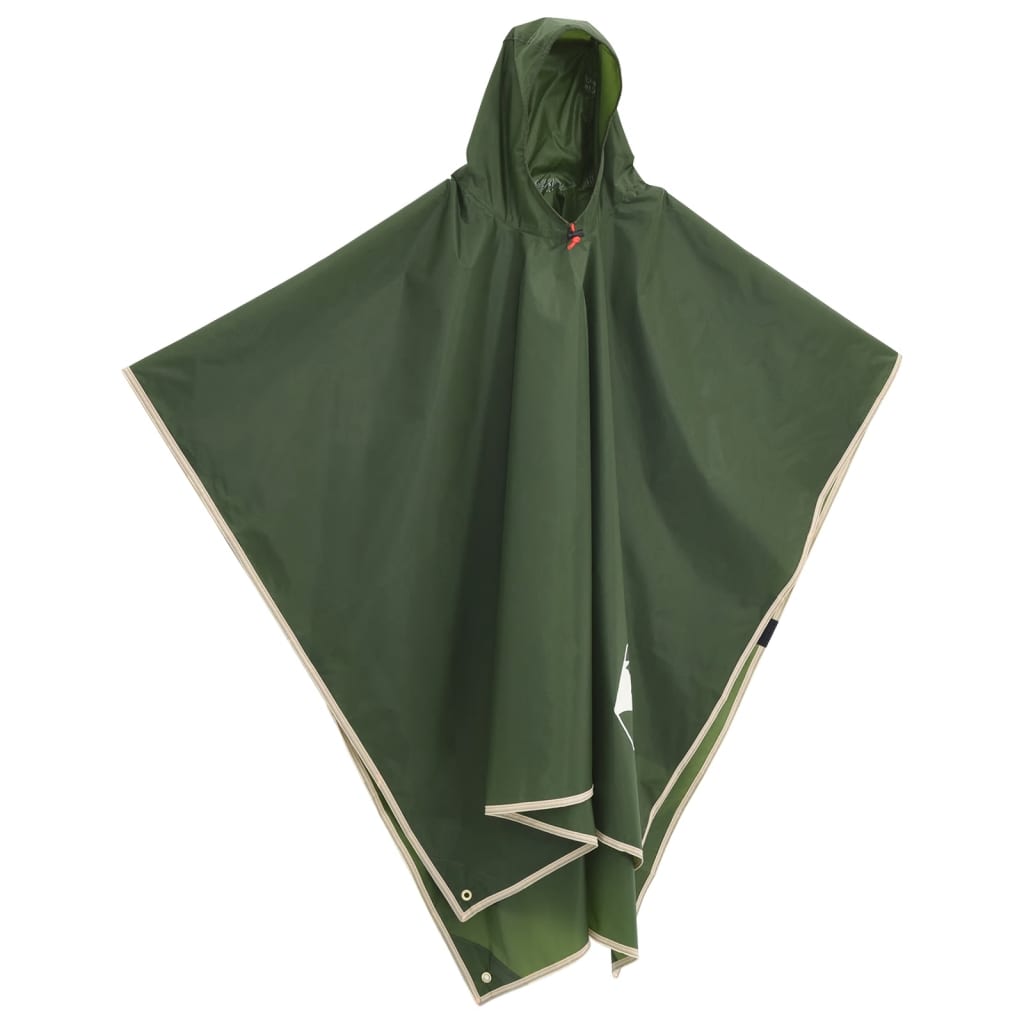 Rain Poncho with Hood 2-in-1 Design Green 223x145 cm