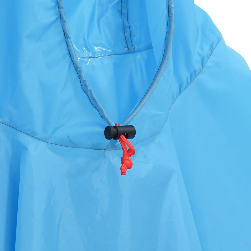 Rain Poncho with Hood 2-in-1 Design Blue 223x145 cm