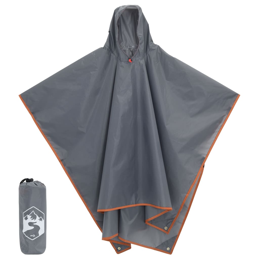 Regenponcho mit Kapuze 2-in-1-Design Grau und Orange 223x145 cm