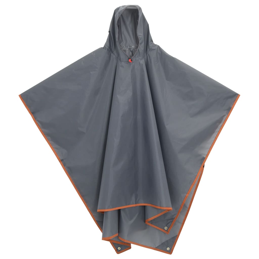 Regenponcho mit Kapuze 2-in-1-Design Grau und Orange 223x145 cm