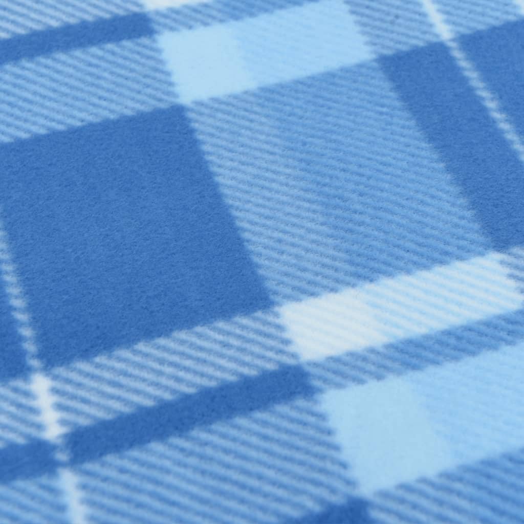 Picnic Blanket Foldable Blue Checked 200x200 cm Velvet