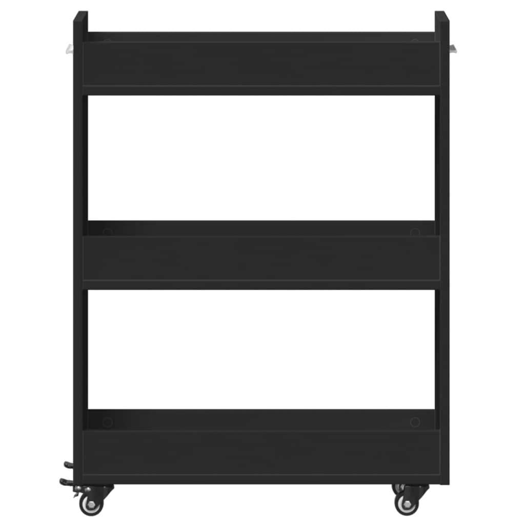 Cabinet with wheels Black 60x22x79 cm Wood material