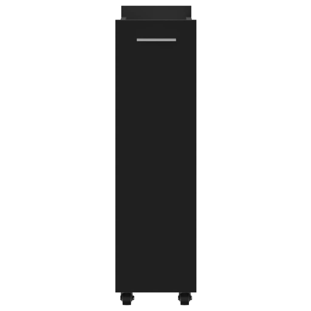 Cabinet with wheels Black 60x22x79 cm Wood material