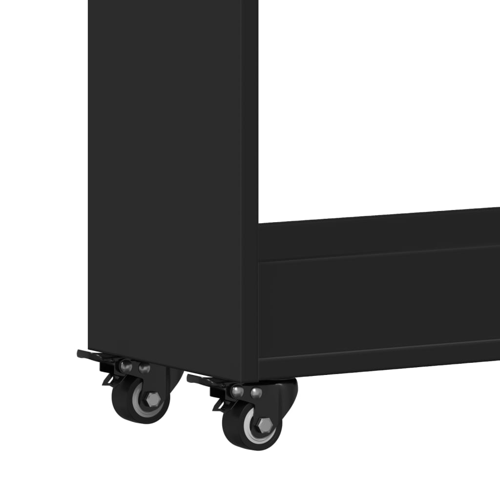 Cabinet with wheels Black 60x22x79 cm Wood material