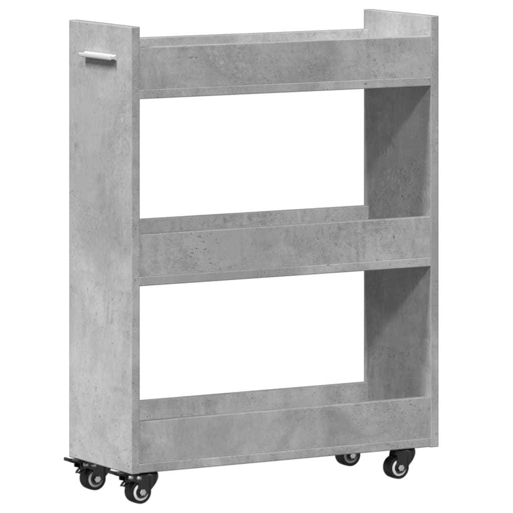 Cabinet with wheels concrete grey 60x22x79 cm wood material