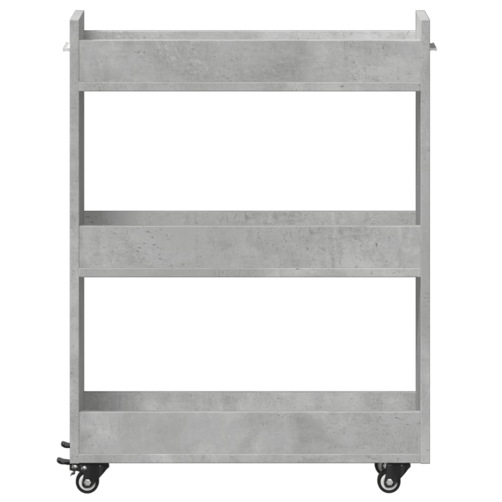 Cabinet with wheels concrete grey 60x22x79 cm wood material