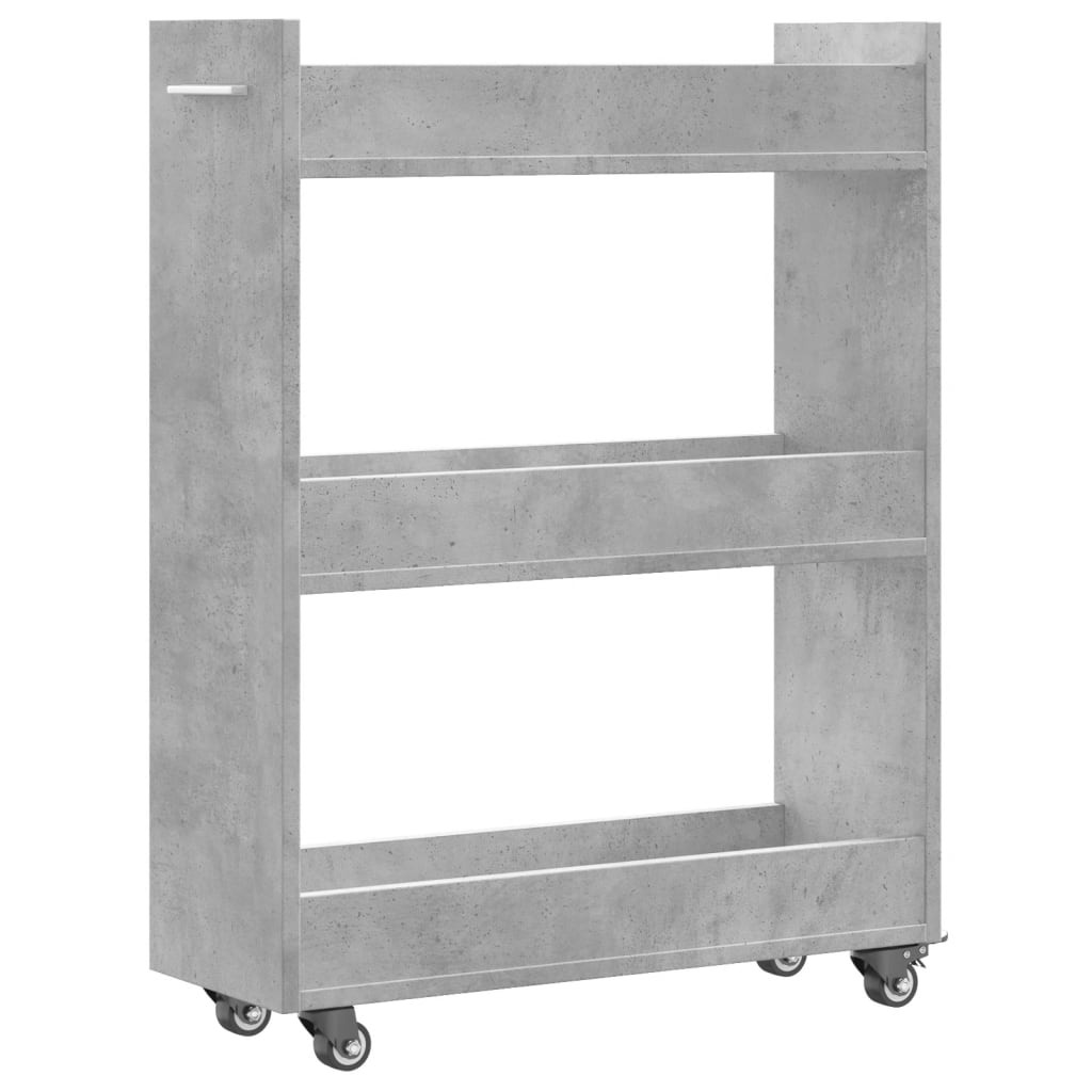 Cabinet with wheels concrete grey 60x22x79 cm wood material