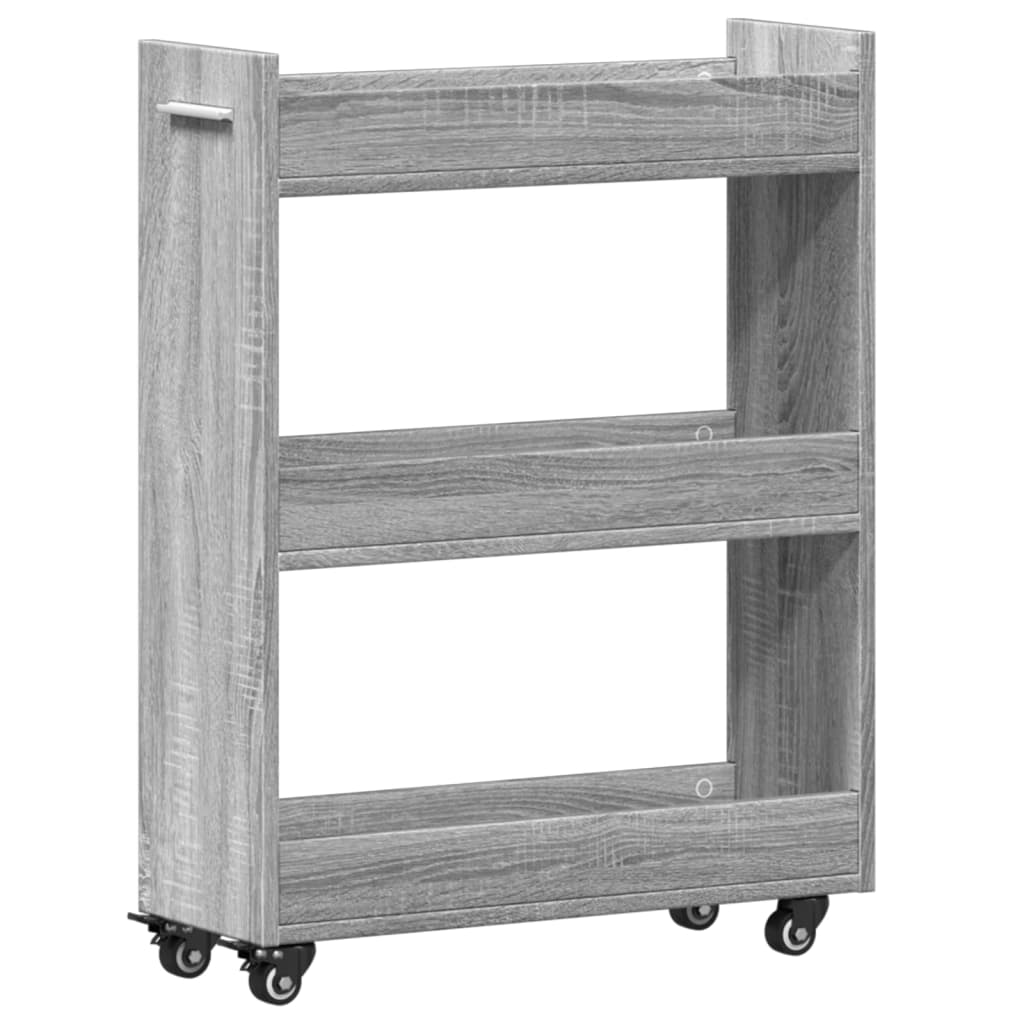 Cabinet with wheels Grey Sonoma 60x22x79 cm wood material