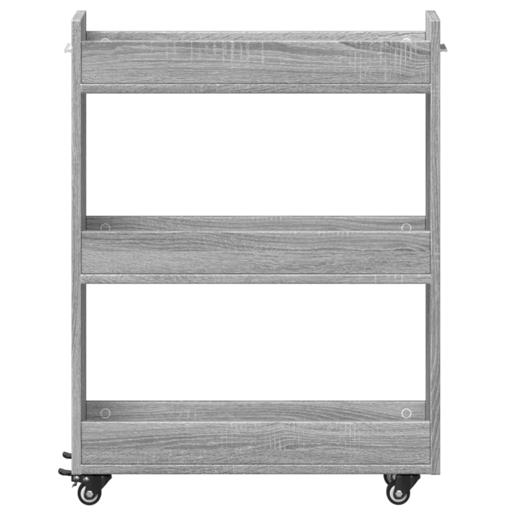 Schrank mit Rollen Grau Sonoma 60x22x79 cm Holzwerkstoff