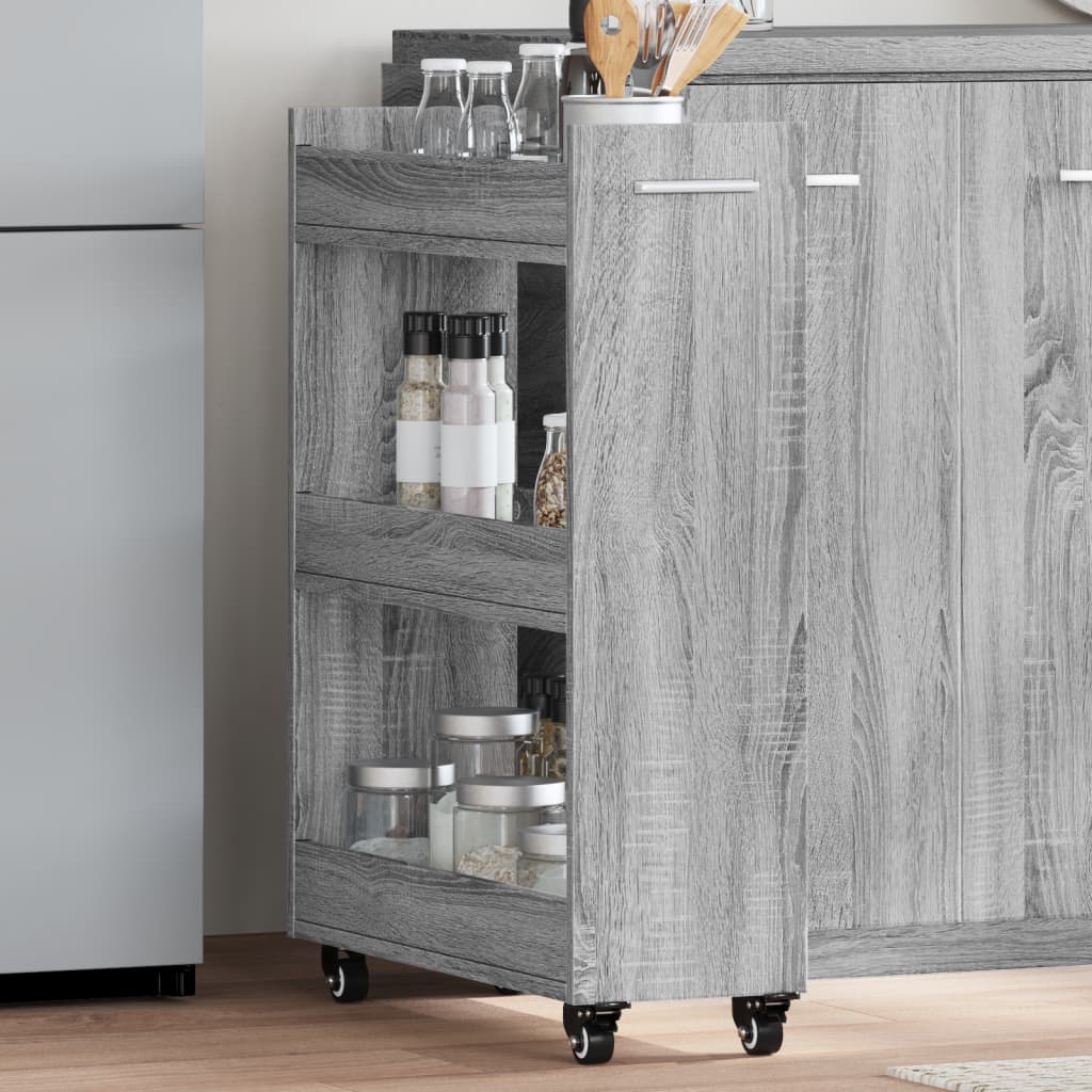 Cabinet with wheels Grey Sonoma 60x22x79 cm wood material