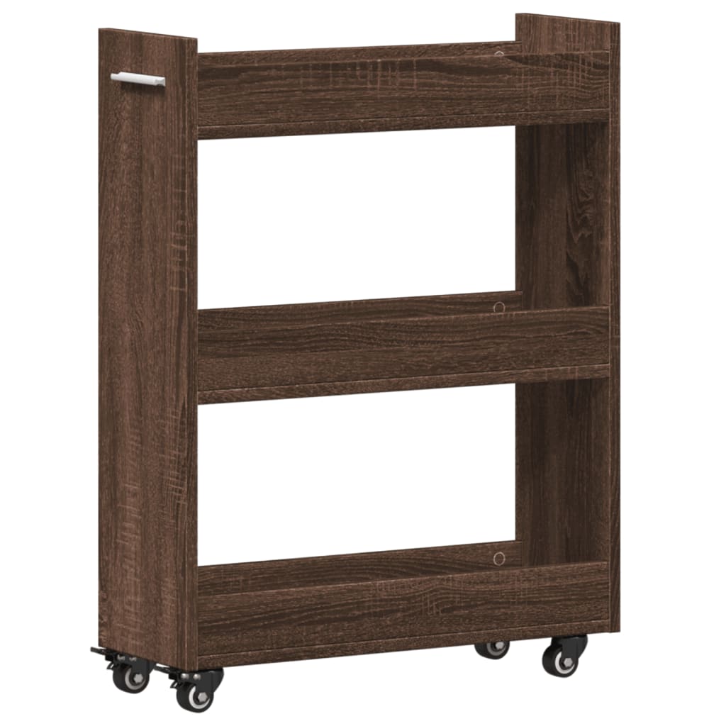 Cabinet with wheels Brown oak look 60x22x79 cm wood material