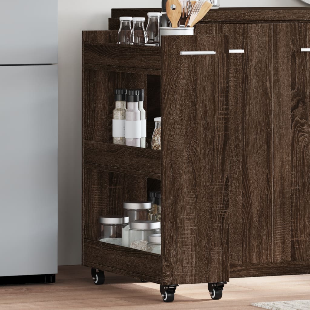 Cabinet with wheels Brown oak look 60x22x79 cm wood material