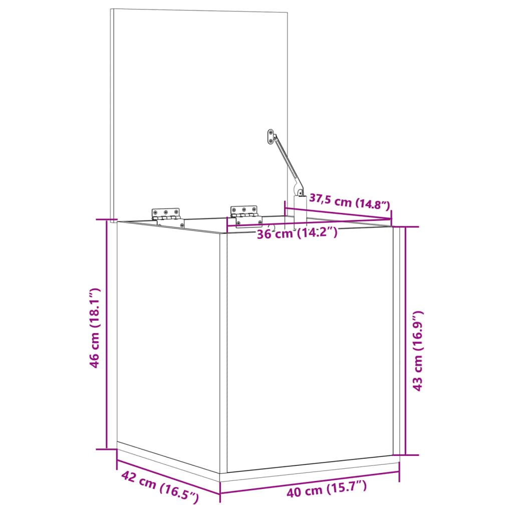 Truhe Braun Eiche-Optik 40x42x46 cm Holzwerkstoff